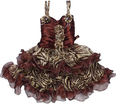 aruna creation Baby Girls Midi/Knee Length Party Dress(Maroon, Sleeveless)