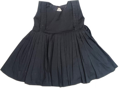 harshvardhanmart Indi Girls Midi/Knee Length Casual Dress(Black, Sleeveless)