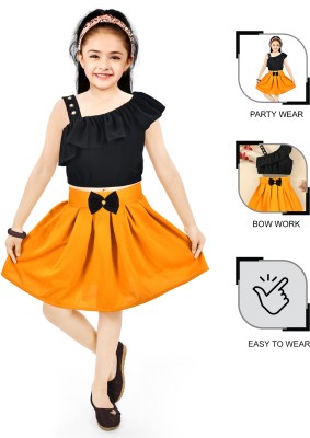 NewNaivety Girls Above Knee Party Dress(Yellow, Sleeveless)