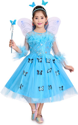 ARUNA CREATIONn Girls Maxi/Full Length Party Dress(Blue, 3/4 Sleeve)