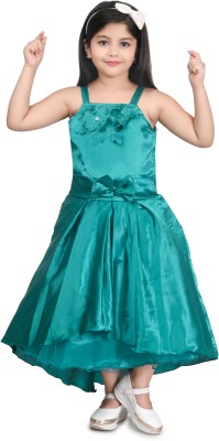 Zenat Girls Maxi/Full Length Party Dress(Blue, Sleeveless)