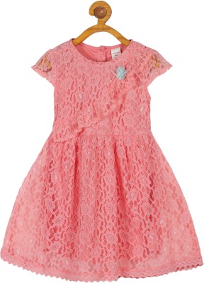 Plum Tree Girls Midi/Knee Length Casual Dress(Pink, Short Sleeve)
