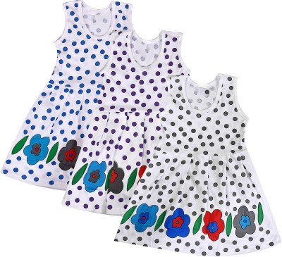 Shyamcollections Girls Midi/Knee Length Casual Dress(Multicolor, Sleeveless)