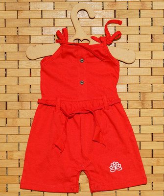 THE MAPLES FASHION Baby Girls Above Knee Casual Dress(Red, Sleeveless)