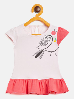 Camey Indi Girls Midi/Knee Length Casual Dress(Pink, Cap Sleeve)