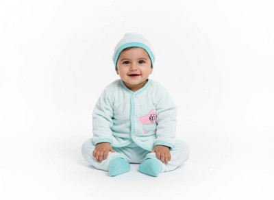 ENVINOOUTFIT Baby Girls Below Knee Casual Dress(Blue, Full Sleeve)