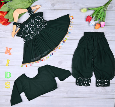 SAMJHO FASHION Baby Girls Party(Festive) Gown Pant(BOTTLE GREEN)