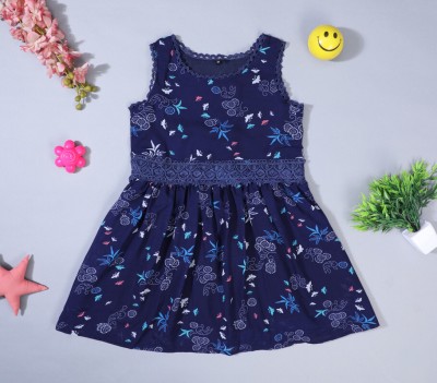 Nature Craft Baby Girls Midi/Knee Length Casual Dress(Blue, Sleeveless)
