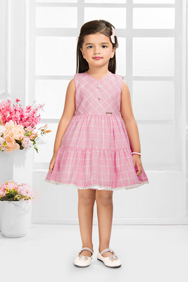 Snazzygirl Girls Midi/Knee Length Casual Dress(Pink, Sleeveless)