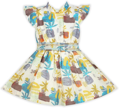 Snazzygirl Indi Girls Midi/Knee Length Casual Dress(Multicolor, Cap Sleeve)