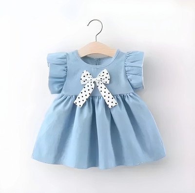 IFA COLLECTION Indi Baby Girls Midi/Knee Length Casual Dress(Light Blue, Half Sleeve)
