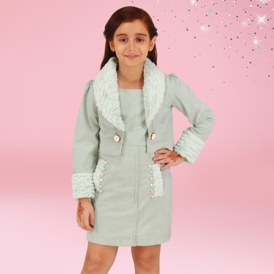 Cutecumber Indi Girls Midi/Knee Length Casual Dress(Blue, Full Sleeve)