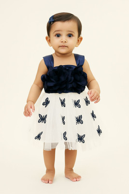 STUMBLE FASHION Baby Girls Midi/Knee Length Festive/Wedding Dress(Blue, Sleeveless)