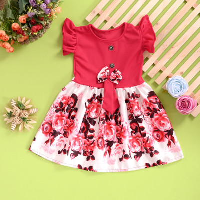 HouseOfCommon Girls Midi/Knee Length Casual Dress(Red, Short Sleeve)