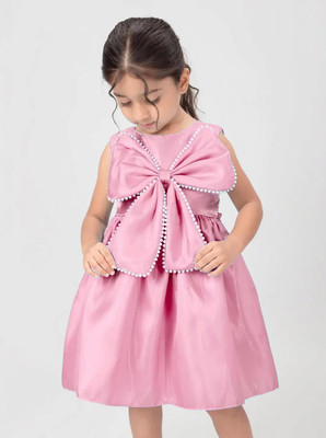 DHARMIKAAY TRENDZ Indi Girls Midi/Knee Length Festive/Wedding Dress(Pink, Sleeveless)