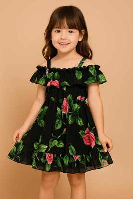 KRIZUFASHION Baby Girls Above Knee Casual Dress(Black, Sleeveless)