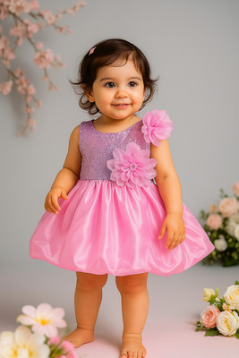 SBgarments Indi Baby Girls Mini/Short Festive/Wedding Dress(Pink, Sleeveless)