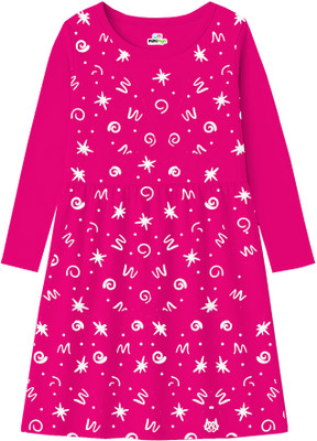 MINI MYN Girls Midi/Knee Length Casual Dress(Multicolor, Full Sleeve)