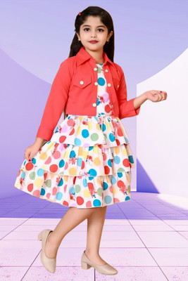 Ahil Dresses Indi Girls Midi/Knee Length Casual Dress(Red, Full Sleeve)