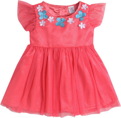 mama & bebe Indi Baby Girls Midi/Knee Length Casual Dress(Pink, Half Sleeve)