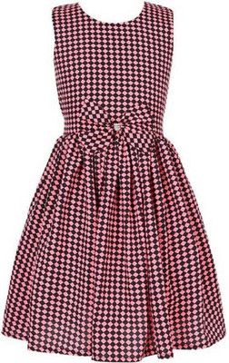 MINSA Girls Midi/Knee Length Casual Dress(Beige, Sleeveless)