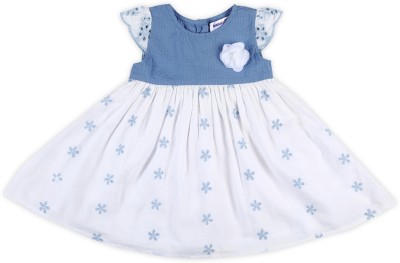 Babies R Us Baby Girls Below Knee Casual Dress(Blue, Cap Sleeve)