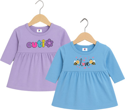 TinyVail Baby Girls Above Knee Casual Dress(Multicolor, Full Sleeve)