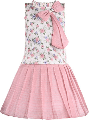 Silver Kraft Girls Midi/Knee Length Casual Dress(Red, Sleeveless)