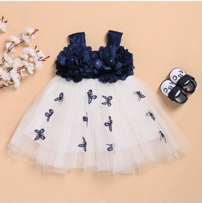 STUMBLE FASHION Baby Girls Midi/Knee Length Casual Dress(Blue, Sleeveless)