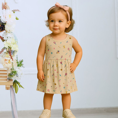 FASHION GRAB Kids Nightwear Girls Printed Cotton(Yellow Pack of 1)