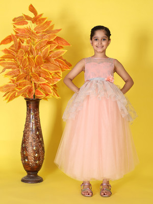 Toy Balloon Kids Girls Maxi/Full Length Party Dress(Pink, Sleeveless)