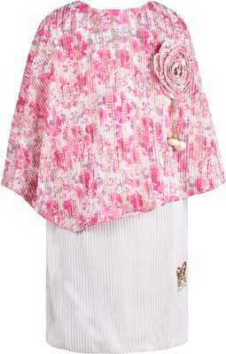 Silver Kraft Girls Midi/Knee Length Casual Dress(Pink, Short Sleeve)