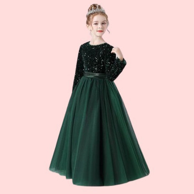 VAANI ENTERPRISE Girls Maxi/Full Length Festive/Wedding Dress(Pink, Full Sleeve)