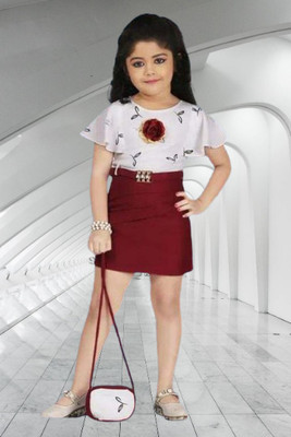 KidsCute Girls Above Knee Casual Dress(Brown, Short Sleeve)