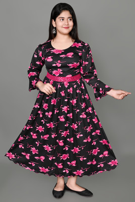 SFC FASHION Girls Maxi/Full Length Casual Dress(Multicolor, Full Sleeve)