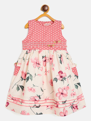 Camey Girls Midi/Knee Length Party Dress(Pink, Sleeveless)