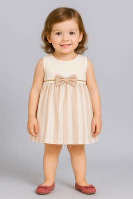 SHOPPERTREE Girls Midi/Knee Length Casual Dress(White, Sleeveless)