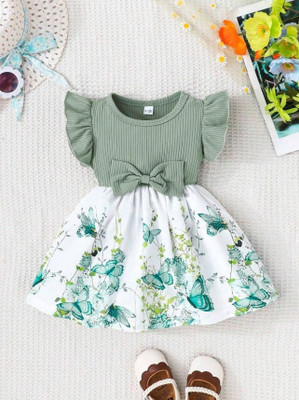 Gebet Baby Girls Midi/Knee Length Casual Dress(Multicolor, Short Sleeve)