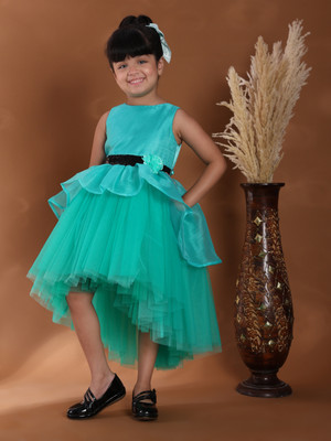 Toy Balloon Kids Girls Midi/Knee Length Party Dress(Green, Sleeveless)