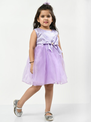 Bella Moda Girls Midi/Knee Length Casual Dress(Purple, Sleeveless)