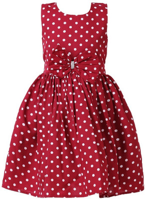 Trefle Baby Girls Midi/Knee Length Casual Dress(Maroon, Sleeveless)