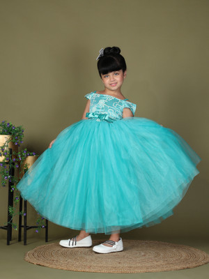 Toy Balloon Kids Girls Maxi/Full Length Party Dress(Blue, Fashion Sleeve)