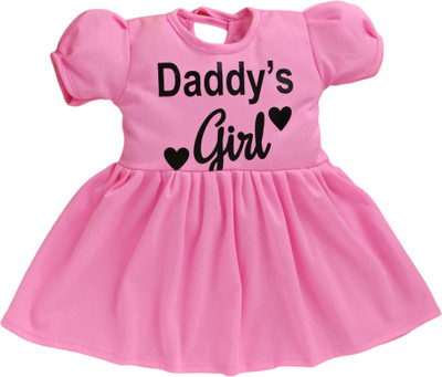 UPTREND VESTURE Baby Girls Below Knee Casual Dress(Pink, Short Sleeve)