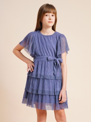 VERO MODA Girls Mini/Short Festive/Wedding Dress(Purple, Short Sleeve)