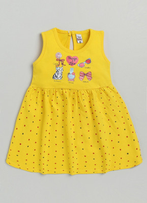 Mars Infiniti Baby Girls Midi/Knee Length Casual Dress(Yellow, Sleeveless)