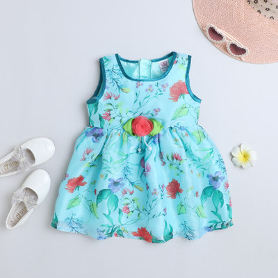 Mama & Bebe Indi Baby Girls Midi/Knee Length Casual Dress(Green, Sleeveless)