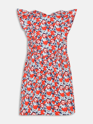 OXOLLOXO Indi Girls Midi/Knee Length Casual Dress(Multicolor, Short Sleeve)
