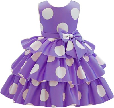 BHAVYANX Baby Girls Midi/Knee Length Party Dress(Purple, Sleeveless)