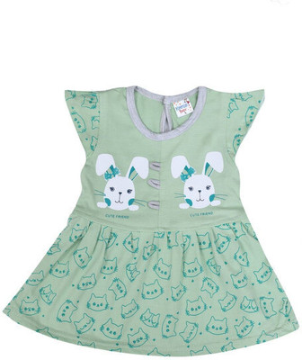 Swagata Trends Baby Girls Midi/Knee Length Casual Dress(Silver, Cap Sleeve)