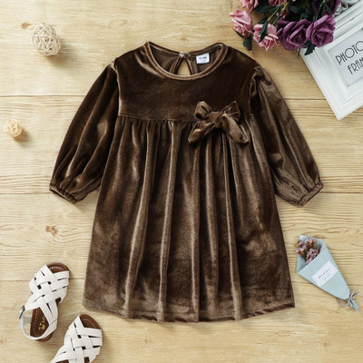 ER LIFE STYLE Girls Midi/Knee Length Casual Dress(Brown, Full Sleeve)